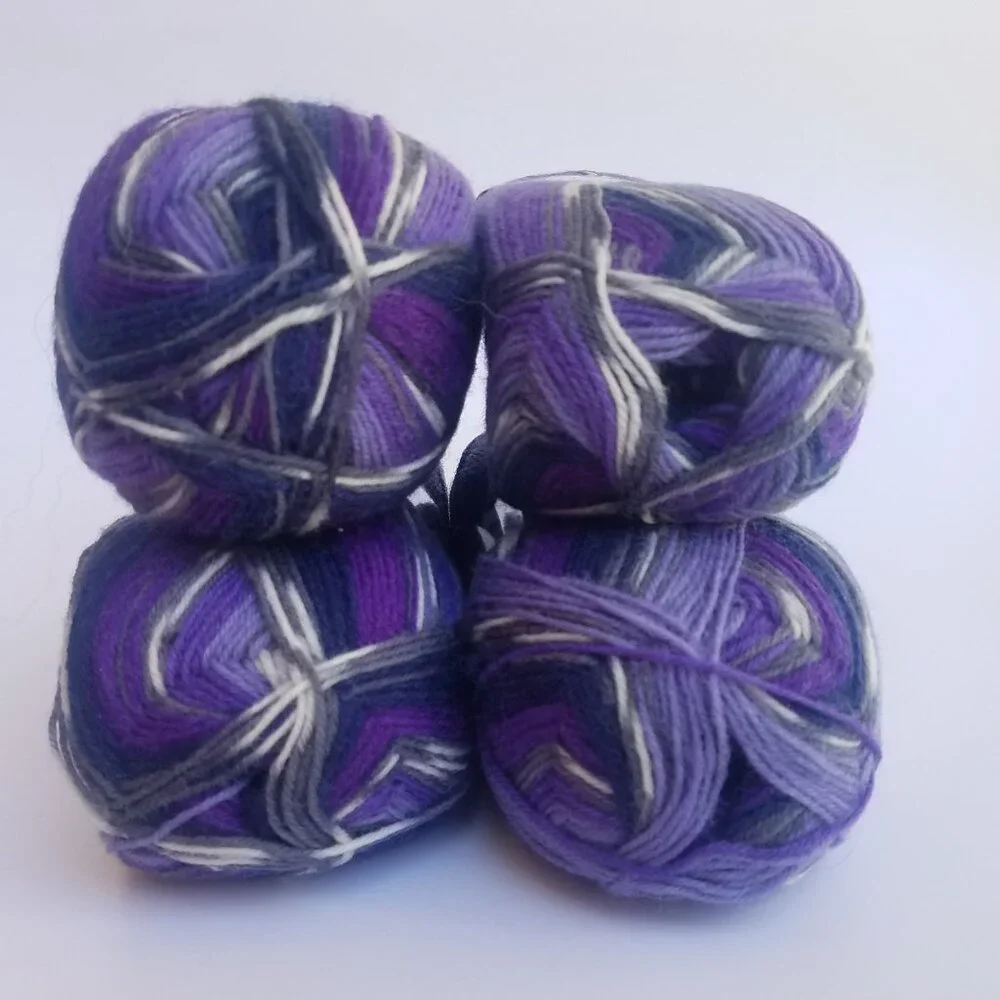 4-pack Ice Yarns Super Sock in Purple Shades Grey 4 skeins of yarn